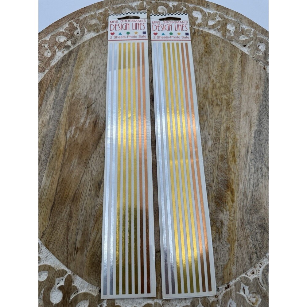 NOS VTG Mrs Grossman’s Design Line Stickers 2 Packages Metallic Silver Gold USA
